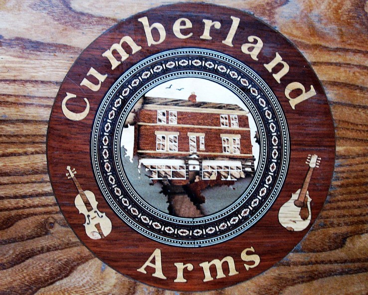 Vicky Lee's beautiful marquetry table-tops at the Cumberland Arms