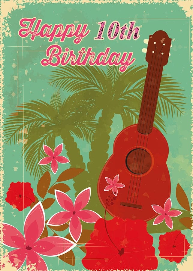 2019-10-19 Happy Birthday Vintage Hawaiian Ukulele Card 10th optim